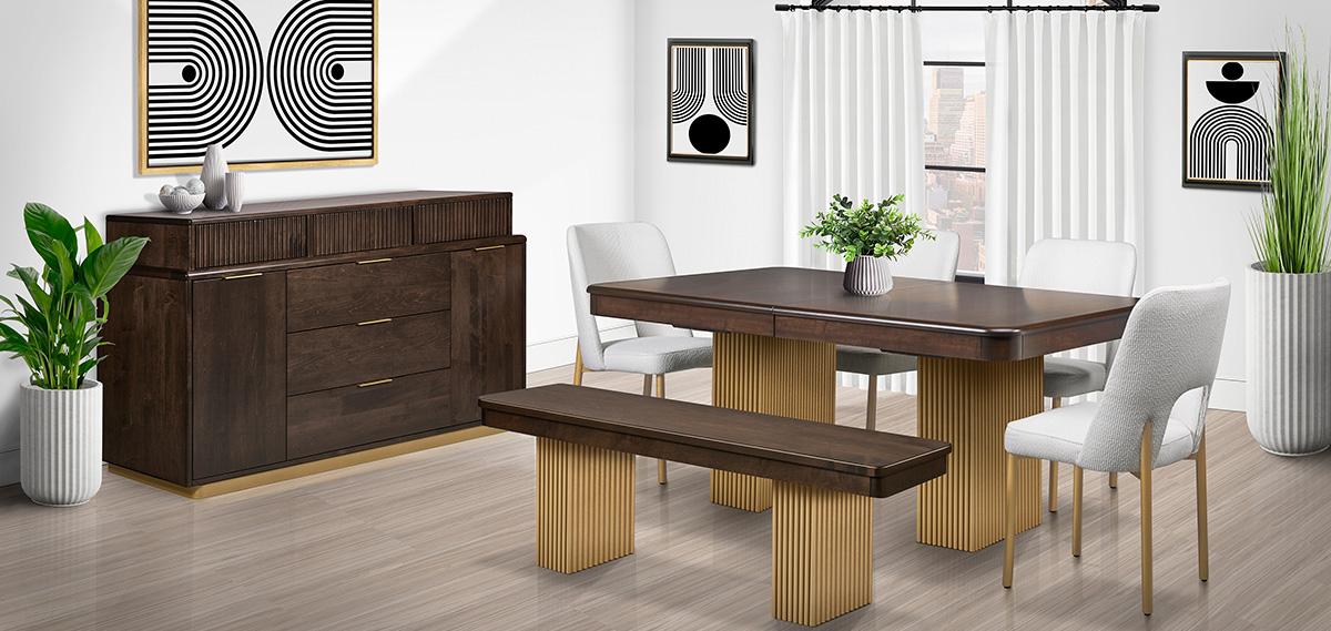 LOTUS DOUBLE PEDESTAL WOOD DINING TABLE