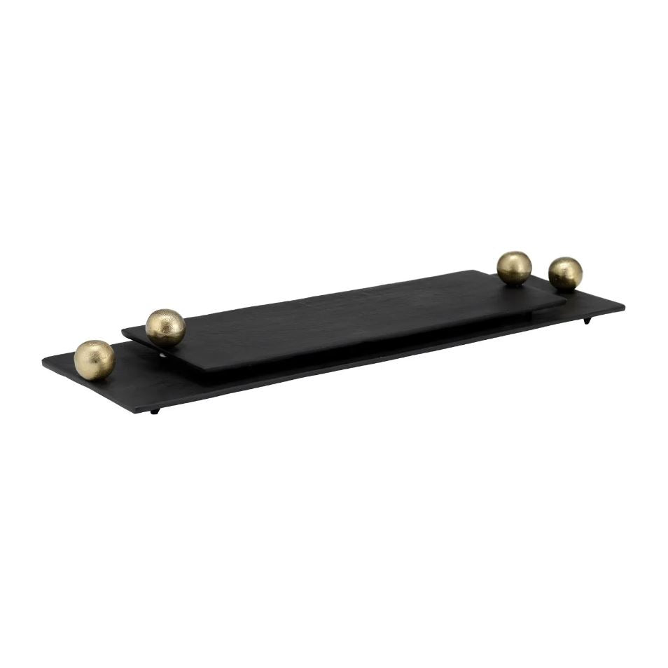 FLAT TRAY WITH GOLD KNOBS