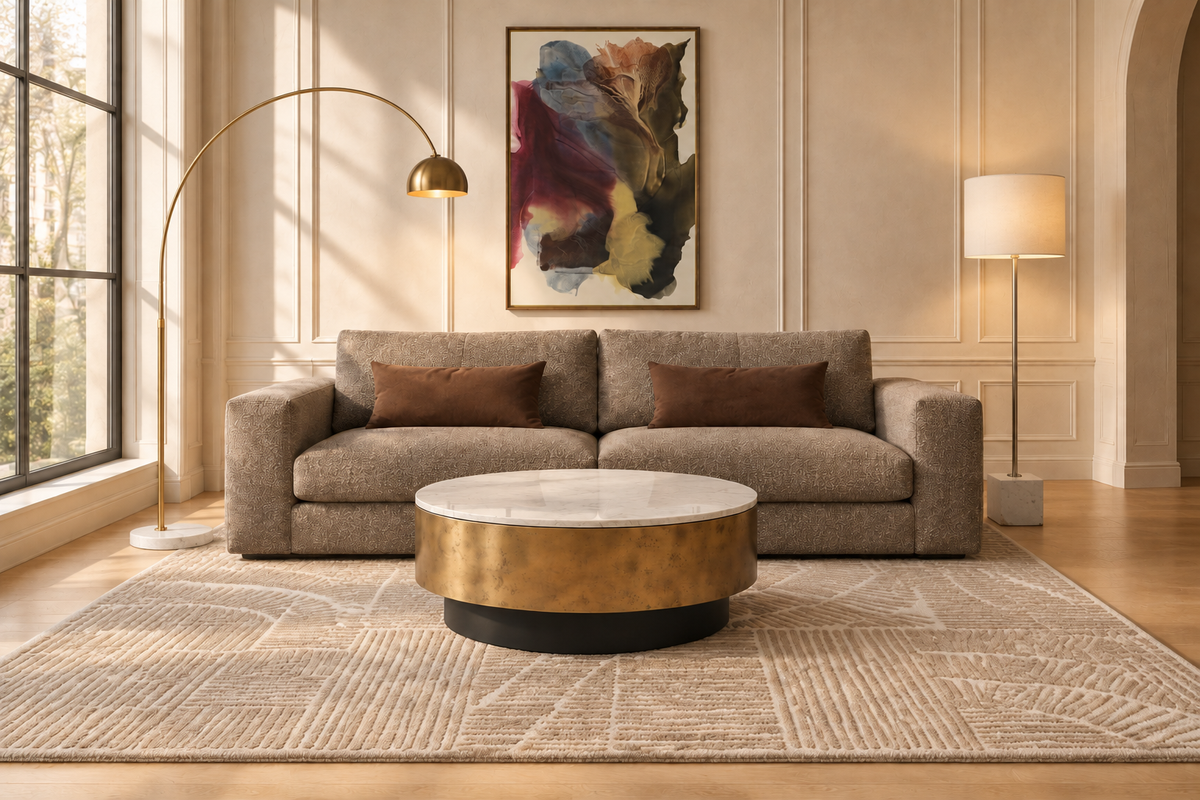 Room setting with Vern and Matte floor lamps